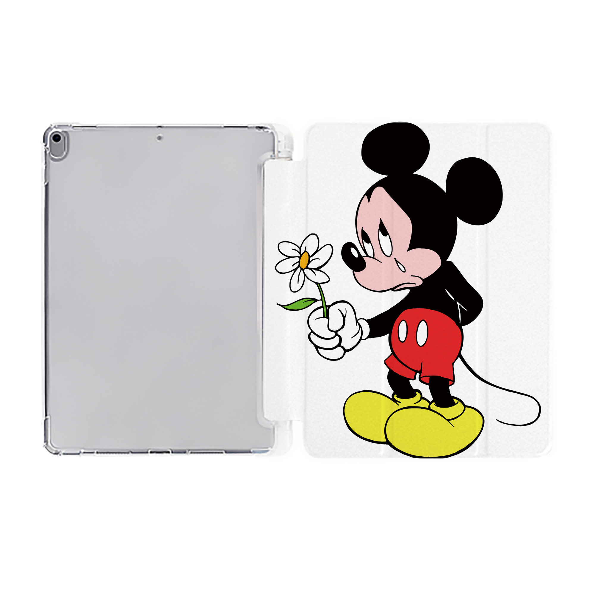 （画像用） ミッキーマウス Mickey Mouse IPad ケース ペン収納付き 三つ折りスタンド PUレザー×シリコン 対応機種9.5/10.5/10.9インチ